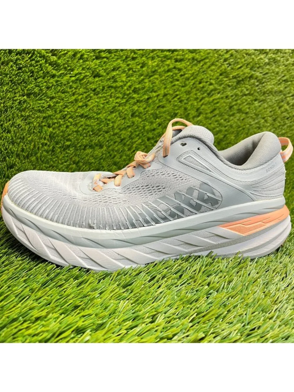Hoka One One Bondi 7 Womens Size 9 Gray Athletic Running Walking Shoes Sneakers